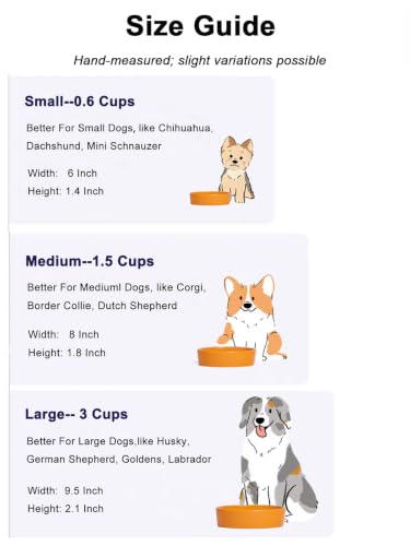 Ceramic Slow Feeder Dog Bowls Small Breed (Pumpkin Orange / S-0.6 Cups)