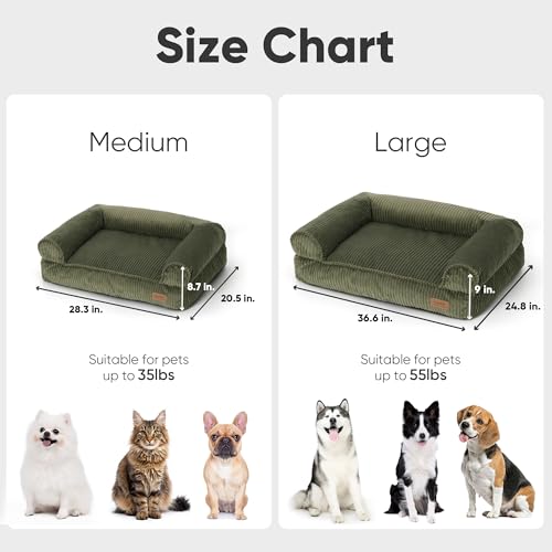 Dog Couch Bed (Green / 28.3"Lx20.5"Wx9"Th)