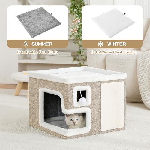 Cat Houses for Indoor Cats (Khaki‌ / Large)