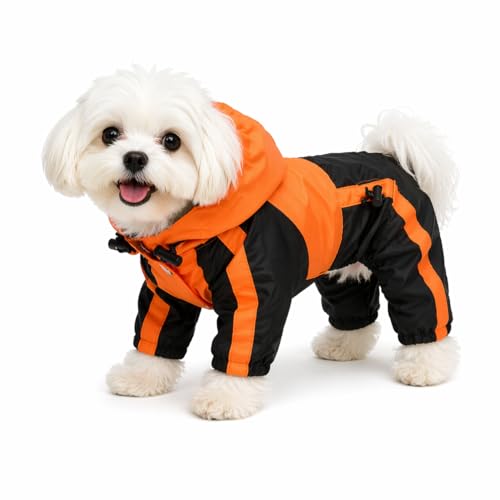 Dog Hooded Raincoat (L (Small Dog ~12lbs) / Orange)