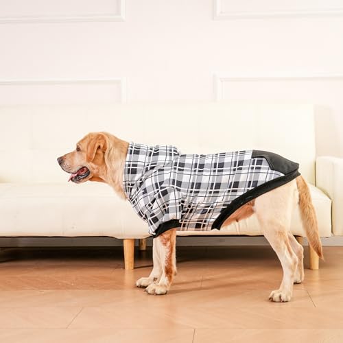 Plaid Dog Hoodie (XX-Large / Black & White)