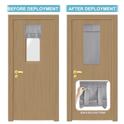 Classroom Door Window Cover Lockdown Shades Blackout (Sliver Grey / 12"W x 30"L (Pack of 1))