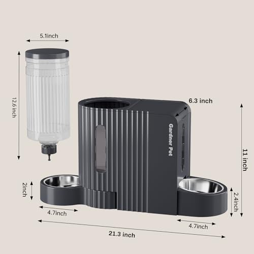 Gravity Automatic Cat Feeder (Large (0.8 Gallon x 2) / Black Grey)