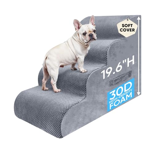 4 Step Pet Stairs for High Beds & Sofas (LightGrey / 4-step 19.6"H)
