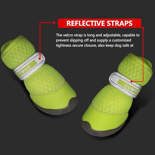 Dog Shoes for Small Dogs Hot Pavement Puppy Dog Boots & Paw Protectors (Fluorescent / size 4: 1.89"x1.51"(L*W))