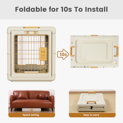 Collapsible Dog Crate for Large (Beige / 36.4"L x 22.8"W x 25.8"H)