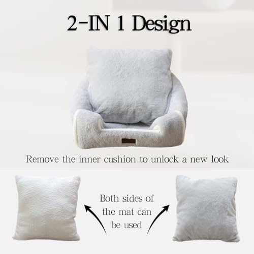 Large Cat Bed for Indoor Cats (Light Grey / 17.5"D x 17.5"W x 17.5"H)