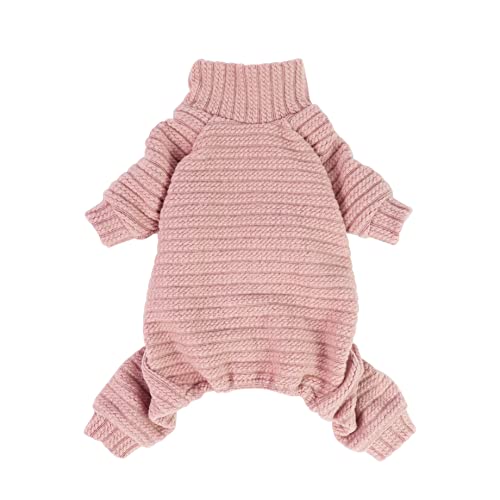Turtleneck Knitted Dog Sweater Puppy Pajamas Thermal Doggie Winter Clothes Knitwear Pet Coats Cat Apparel Pink Medium (Medium / Pink)