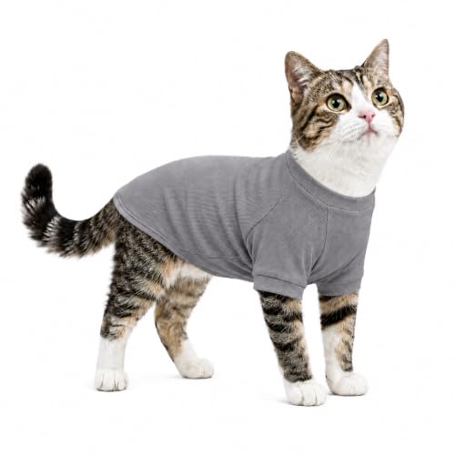 Ribbed Dog T Shirt Cotton Knitted Dog Sweaters for All Season Pet T (XS (for Mini Dog) / Dark gray)