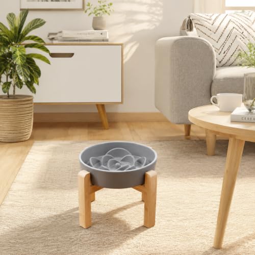 8.66 in Dog Bowl Ceramic Slow Feeder for Medium Large Dogs (Gray / 8.66in)