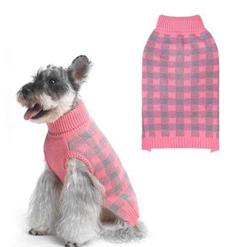Dog Sweaters for Large Medium Small Dogs (S/M - Chest 19", Back 14" / Light Pink)