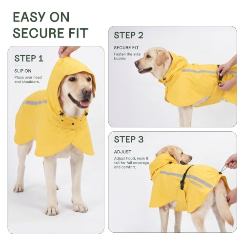 Stretch Fabric Dog Raincoat with Hood (Bright Yellow / X-Large)