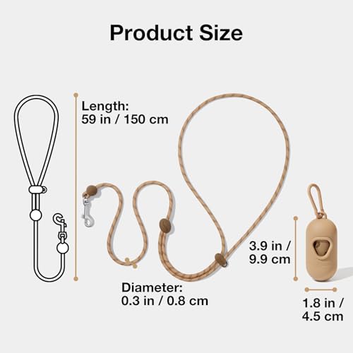 Crossbody Hands Free Dog Leash (Coffee Brown)