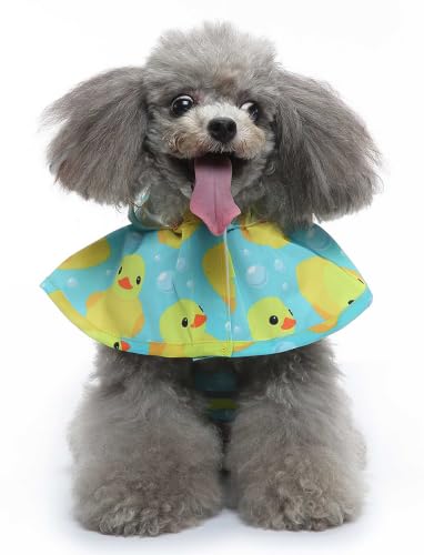 Dog Raincoat Hooded Reflective Waterproof Slicker Poncho (Duck / M(5-7 pound))