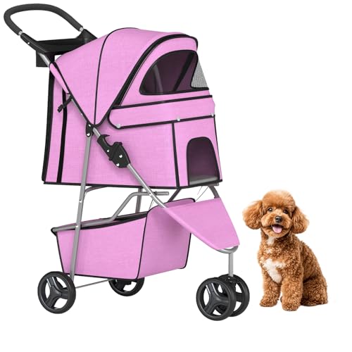 3 Wheel Pet Stroller (Pink)