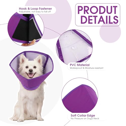 Dog Recovery Cone Waterproof Plastic Elizabethan Cone Purple XL (Purple / X-Large)