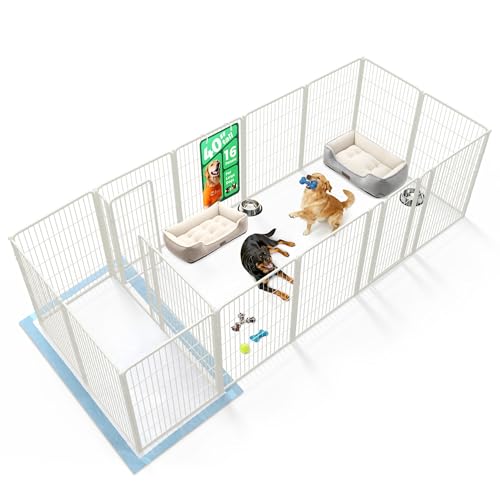 Homeplus Indoor Dog Playpen with Divider Connectors (White / 40"H)