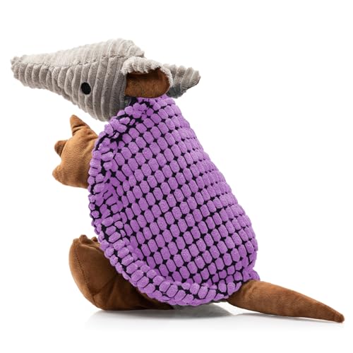 Armadillo Squeaky Dog Toys for Medium Large Dogs (10 IN / Purple)
