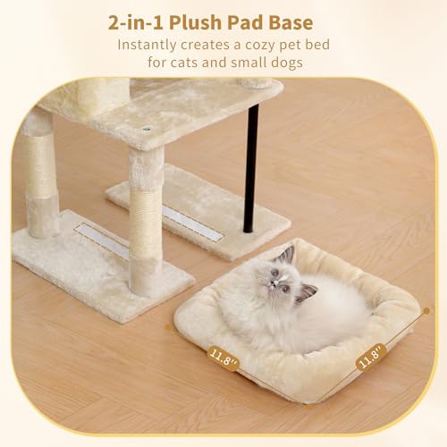 Cat Tree 45.3" Cat Tower for Indoor Cats with Large Perch HCT202SM (45.3 inch / Beige)