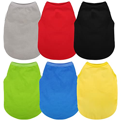 6 Pieces Plain Dog Shirt Sleeveless Puppy Cotton Dog Shirts Breathable Pet Apparel Tank Top Colorful Puppy Sweatshirt Clothes for Small Medium Dogs XXS (XXS-(1~3lb) | Chest(~11.8") / 6 Pack Plain)
