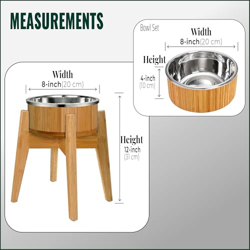Elevated Dog Bowl for Mid (Height: 12" Bowl: 8" / Bamboo-N12)