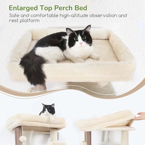 F70 Pro Heavy Duty Cat Tree Tower for Indoor Cats Large Adult (70inch / Beige)