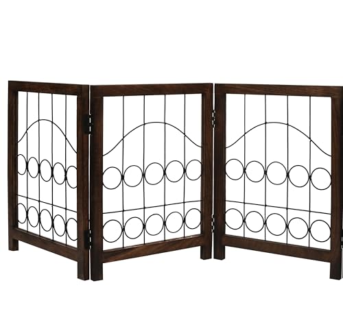 Freestanding Pet Gate for Dogs (Burnt / 72"x24" Circle 4 Panels)
