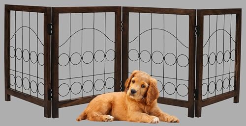 Freestanding Pet Gate for Dogs (Burnt / 72"x24" Circle 4 Panels)