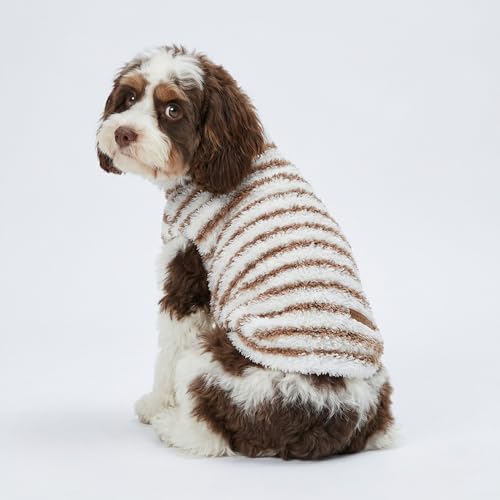2 Pack Striped Fleece Dog Sweater (X-Large / Brown-White)