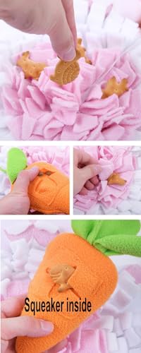 Ferret Cats Snuffle Mat Fleece Foraging Mats Interactive Feeding Toy Small Animal Rabbit Guinea Pig Rat Hamster Anti Slip Treat Dispenser Slow Feeder (Bunny)