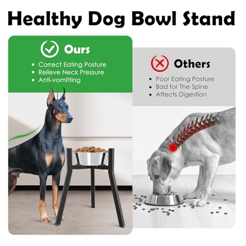 Elevated Dog Bowl Stand for Large Dogs (Height: 16.9", Width: 8.3-12.6" / Black, 16.9H-Square)