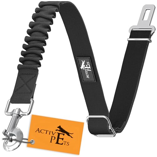 Dog Seatbelt Adjustable Safety Dog Seat Car Harness (1 Pack / Black)