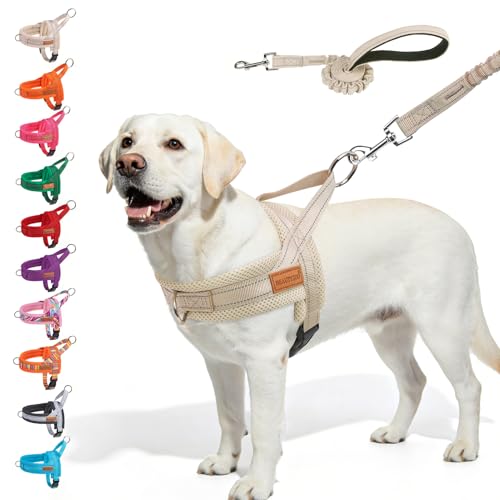 Dog Harness for Large Dogs (Beige / L: Chest 26"-32")