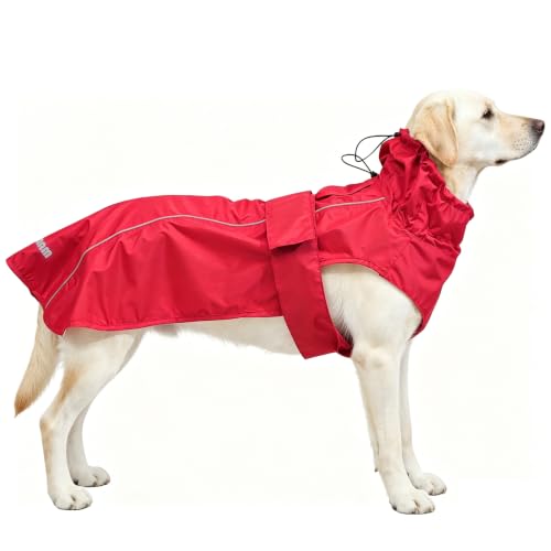 Adjustable Waterproof Dog Raincoat for Dogs (Red / Large(22-37lb))