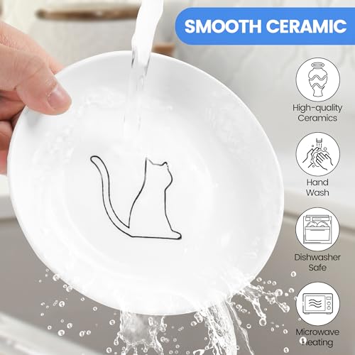 Ceramic Elevated Cat Bowls (raised dish,2 pack / line cat)