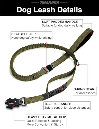 Heavy Duty Dog Leash with 2 Padded Handles & Advanced Easy Metal Clip (Army Green)