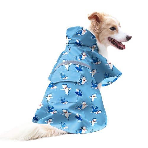 Large Dog Raincoat (Large / Blue Shark)