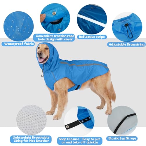 Blue Dog Raincoat with Reflective Strip Hoodie (XXL / Blue)