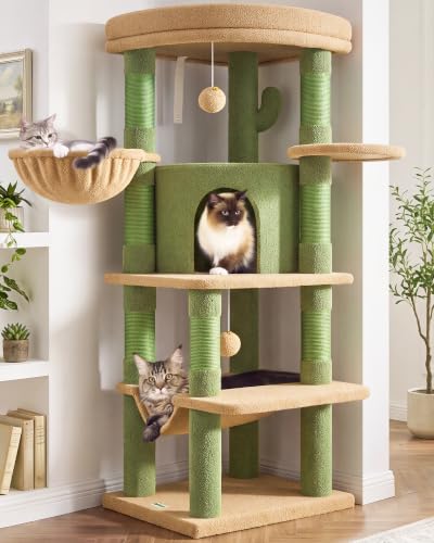 Cactus Corner Cat Tree Tower with Scratching Post (51inch / Cactus Green)