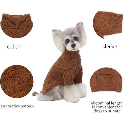 2Pack Small Medium Dog Sweater (Brown+Light Green / Medium)