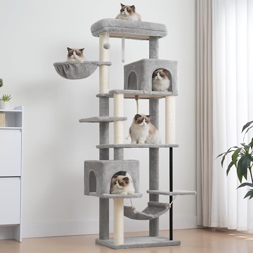 Cat Tree Cat Tower with Sturdy Steel Tube (70.5 inches / Light gray)