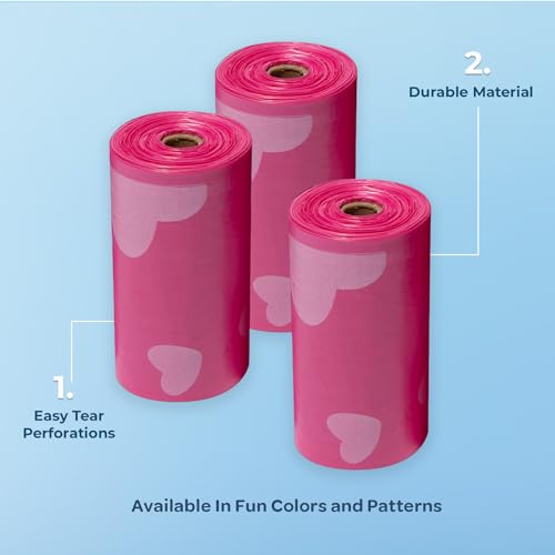 Poop Bags for Dogs (Pink Heart / 240 Bags)
