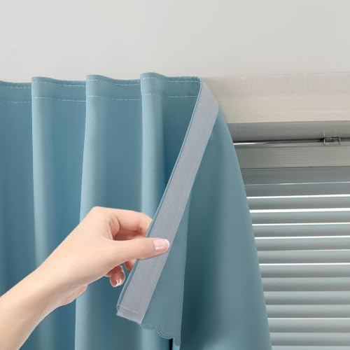 Self Adhesive Curtains (59"W x 84"L (Pack of 2) / Lake Blue)