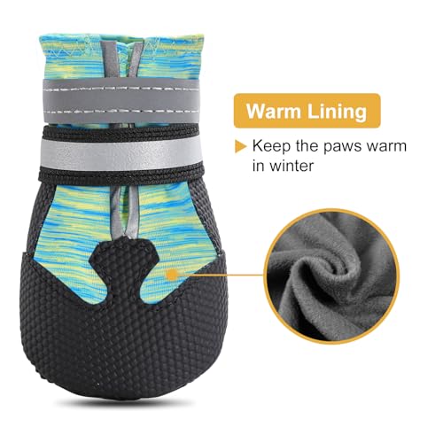 Water Resistant Dog Boots for Medium Large Dogs (Turquoise(Waterproof) / XXL (Insole Width 3.2")for 94~100lb)