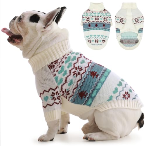 Small Dog Christmas Sweater (Nordic Hearts-Ivory / Medium)