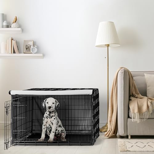 36in. Medium Dog Crate Cover (Black and White Hatch / 36.0"L x 23.5"W x 24.0"H)