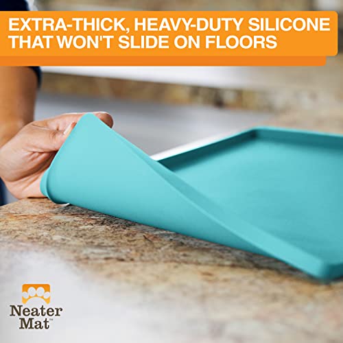 Neater Mat Pet Mats for Food and Water (24"L x 16"W / Aquamarine)
