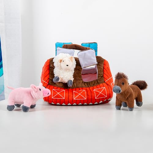 Squeaky Hide and Seek Dog Toys for Small and Medium Dogs (Farm)