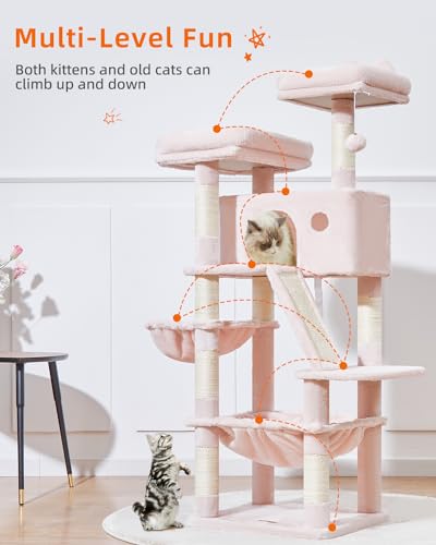 Sturdy Cat Tree (Jelly Pink / 57.5 Inches)
