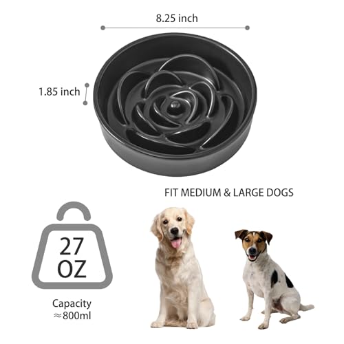 8.25'' Ceramic Slow Feeder Dog Bowls (8.25 inch / Black)
